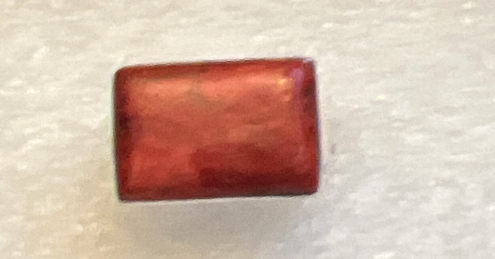 Natural Coral Rectangle Ring size 6 in Sterling Silver