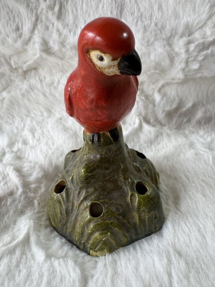 Estate Ceramic Parrot Flower Frog