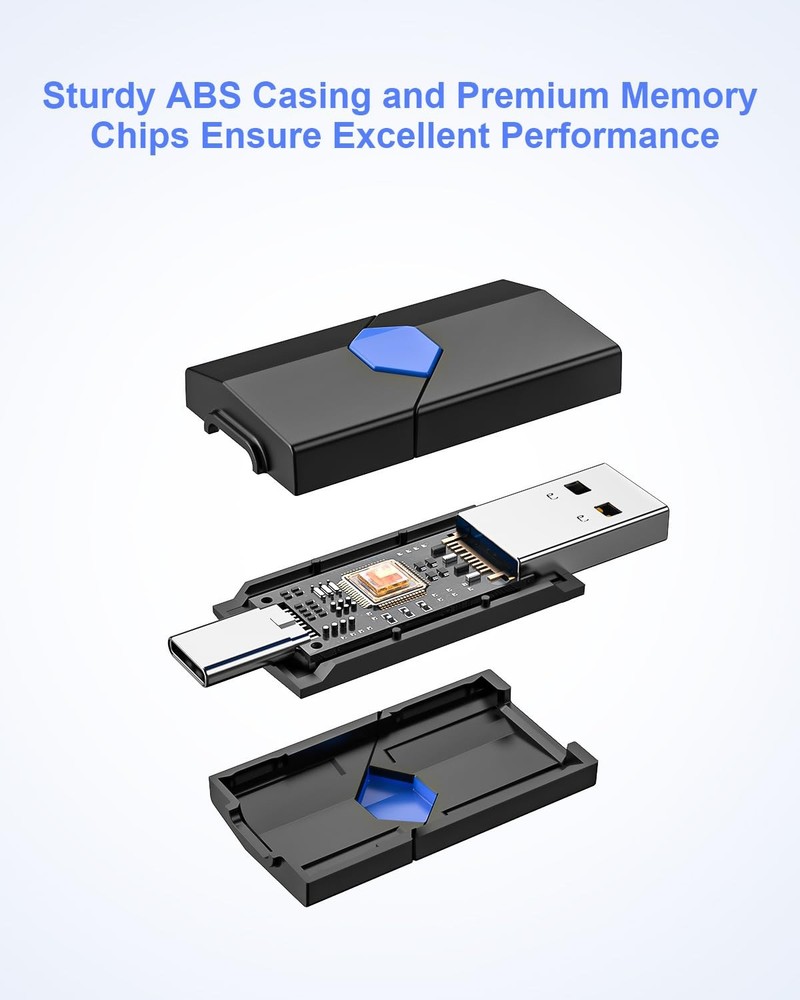 JUANWE USB C Flash Drive Type C + USB A Thumb Drive Retractable Dual Flash Dr...