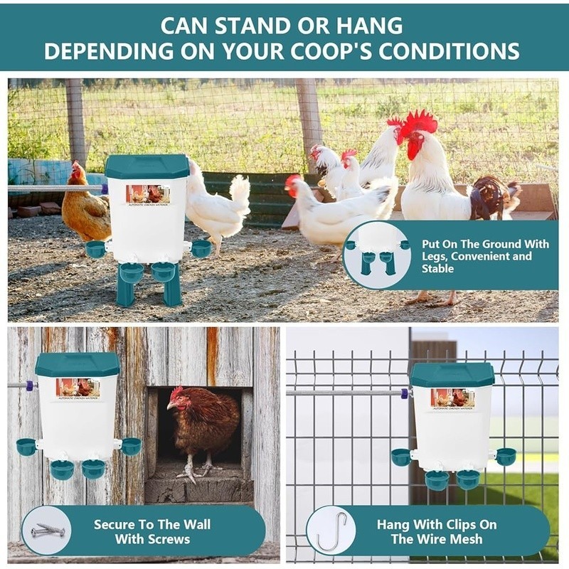 Float-Controlled Automatic Chicken Waterer for Continuous Fresh Water 2 Gallon