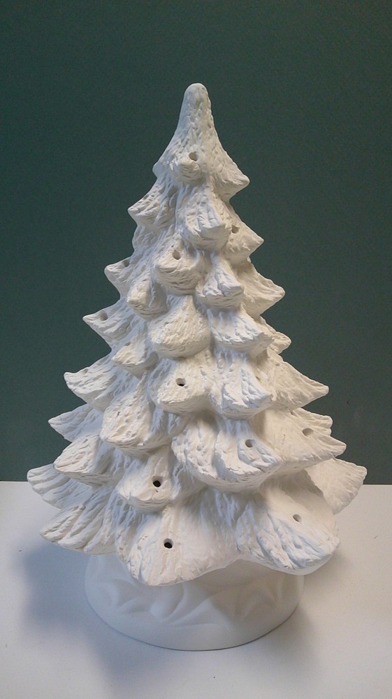 Christmas Tree 12" Tall on Base Ceramic Bisque Ready to Paint