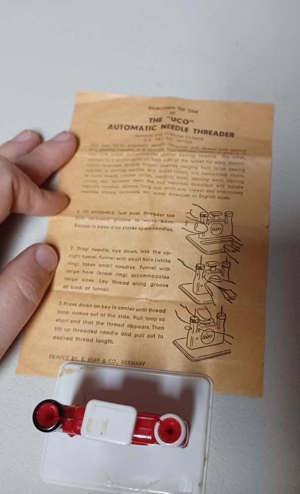 Vintage UCO Automatic Needle Threader w/ Instructions