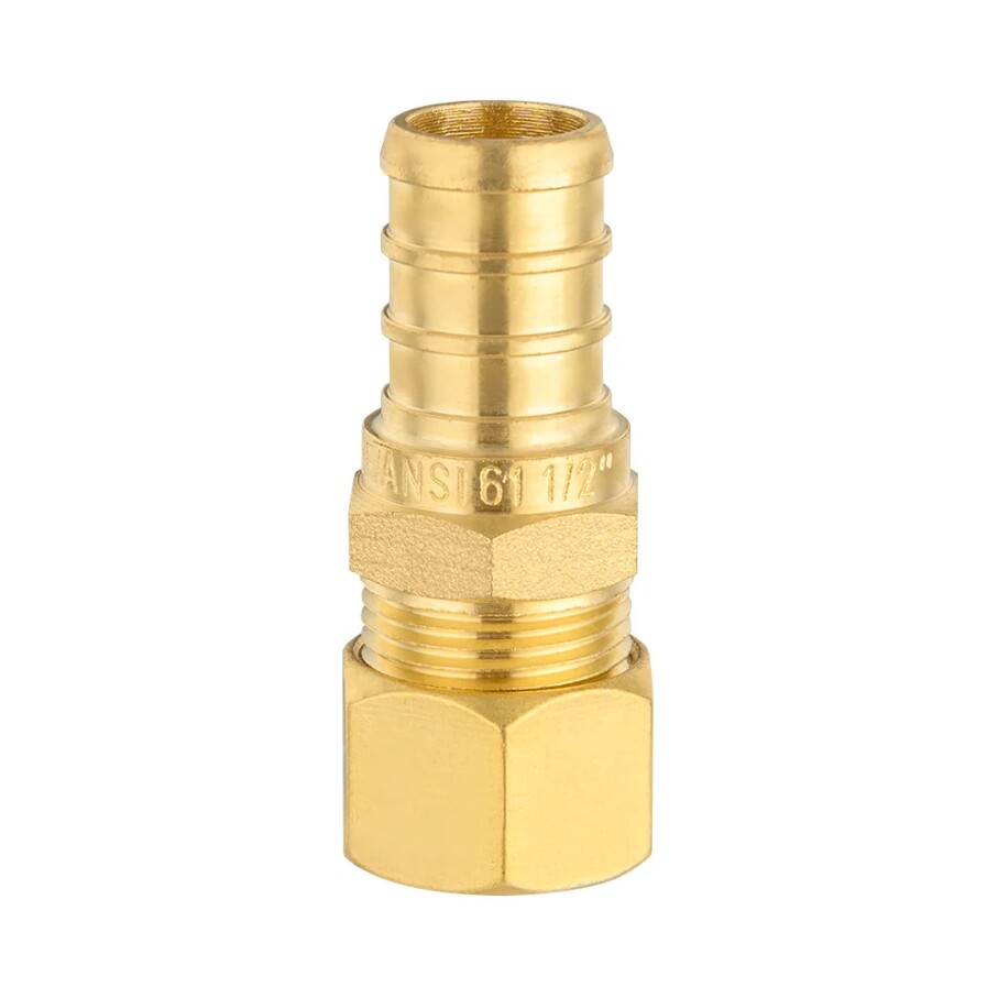 EFIELD 1/2" Pex Crimp ×3/8"OD Compression Straight Adapter Brass Fitting No Lead
