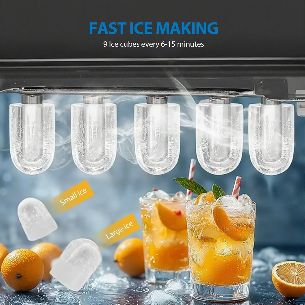 Mainstays Portable Countertop Ice Maker, 26 lbs Per Day,Compact Ice Machine Red