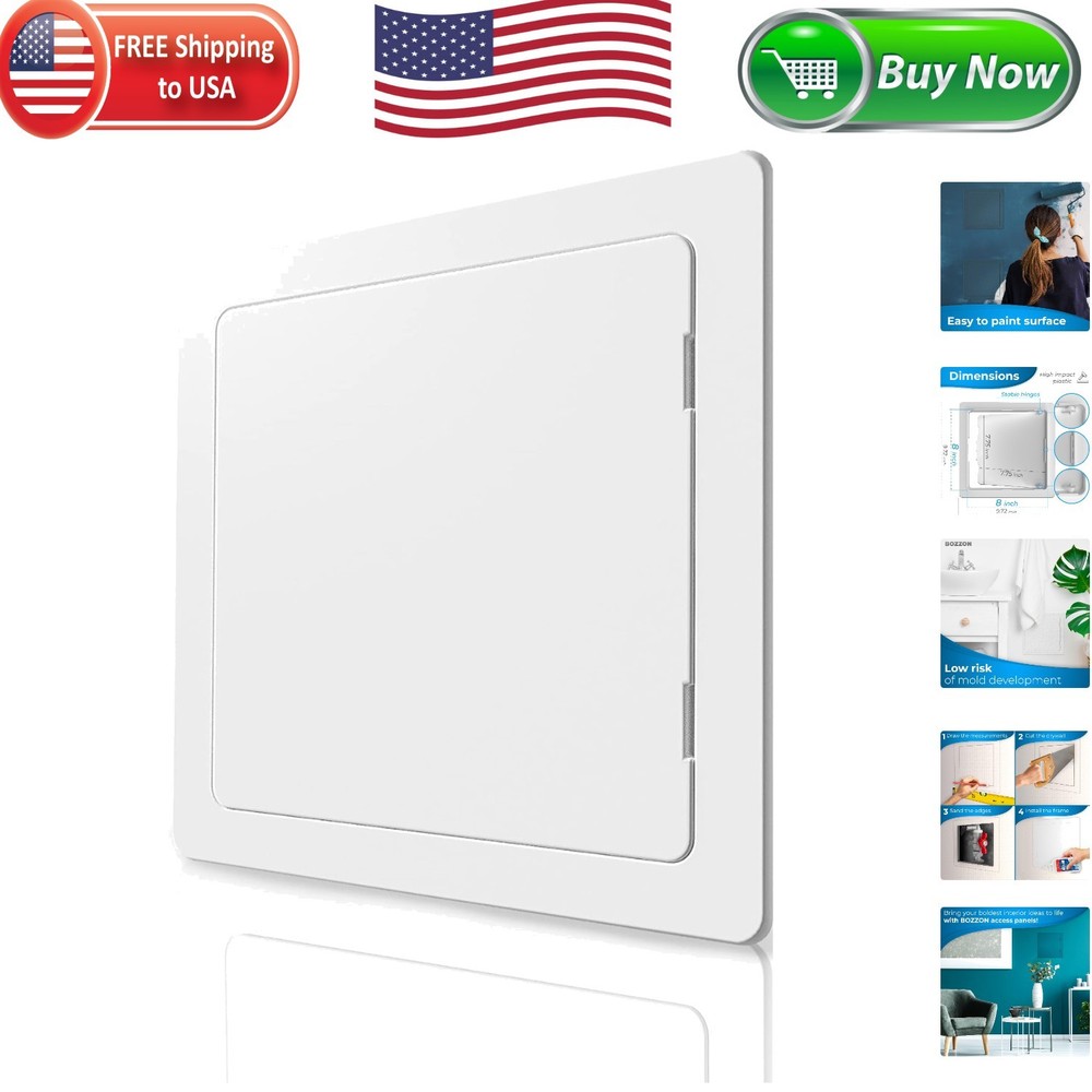 Stylish White Wall Hole Cover - Durable Plastic Access Panel for Home & Office