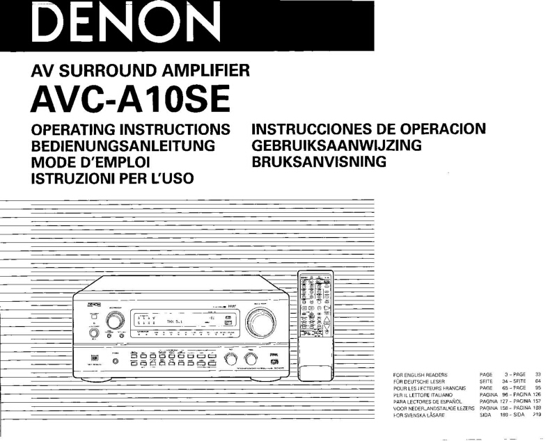 Denon AVC-A10SE Amplifier Owners Manual