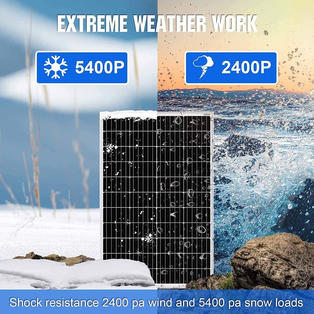 200W 12V Monocrystalline Solar Panel For RV Camping Home Golf Boat PV Off Grid