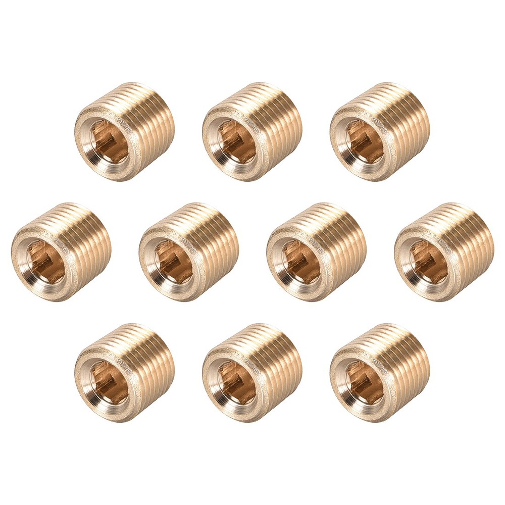 10Pack Brass Pipe Fitting Hex Counter Sunk Plug 1/8NPT Male Socket Pipe Plugs