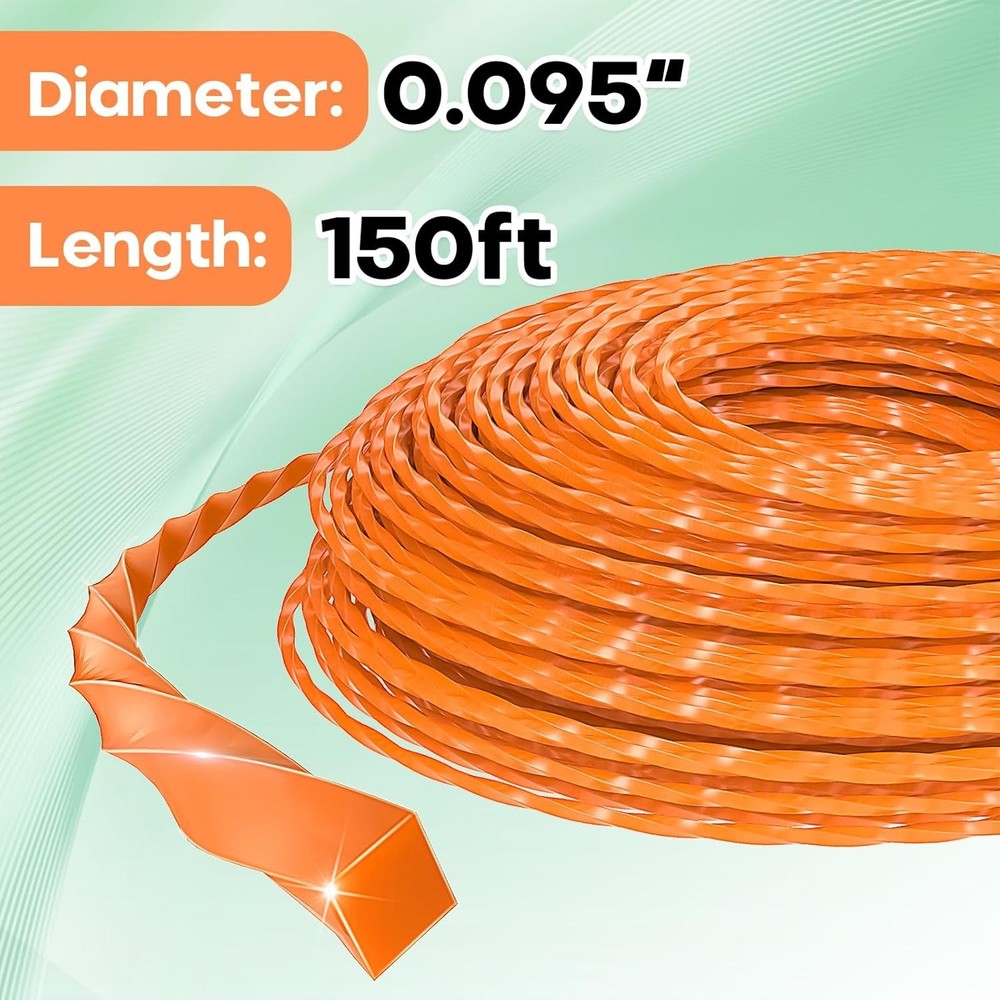 String Trimmer Line .095", 150 Feet Weed Eater String, Twisted Trimmer Line for