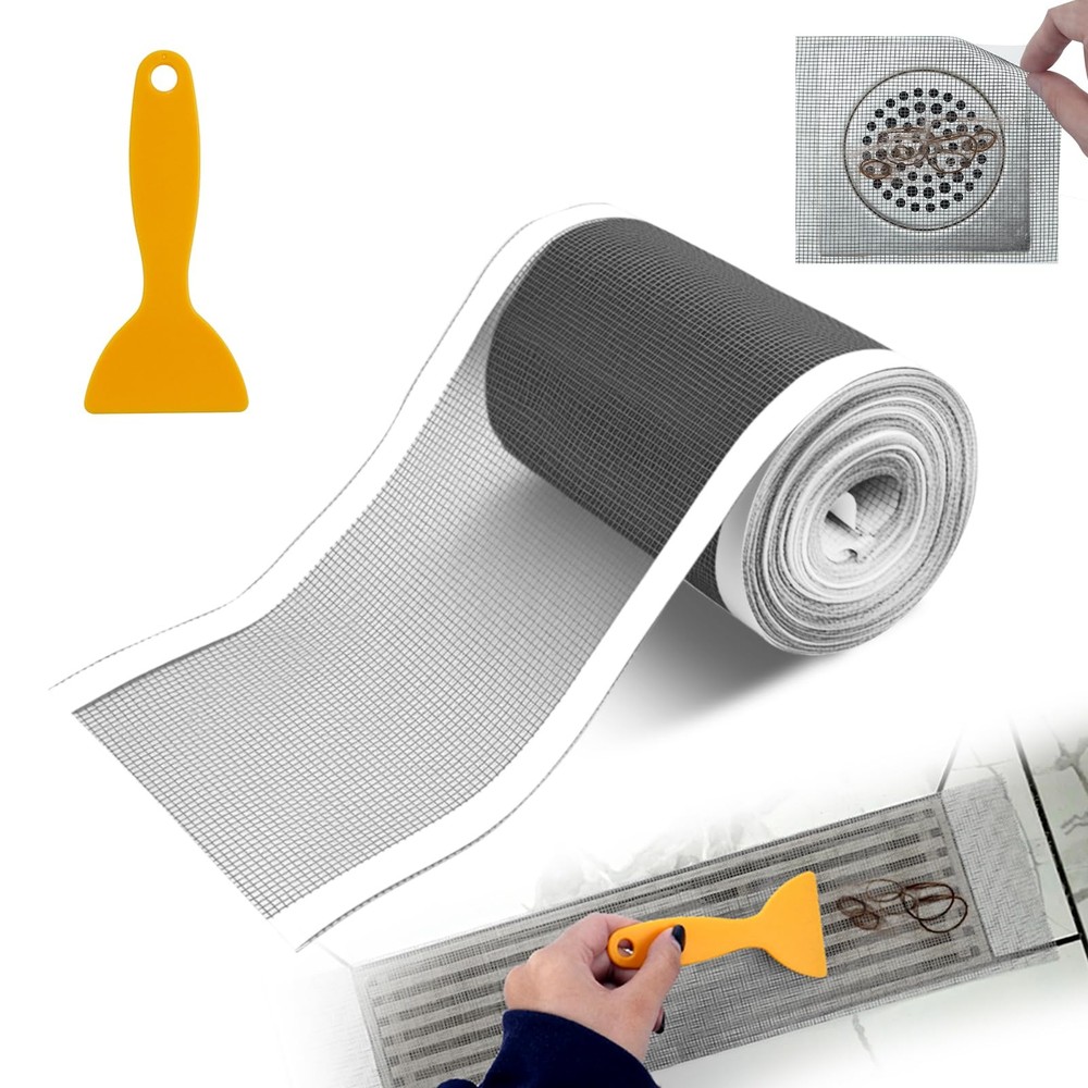 4 Inch x 33 FT Disposable Shower Drain Screen Self-Adhesive 10cm*10m, Gray