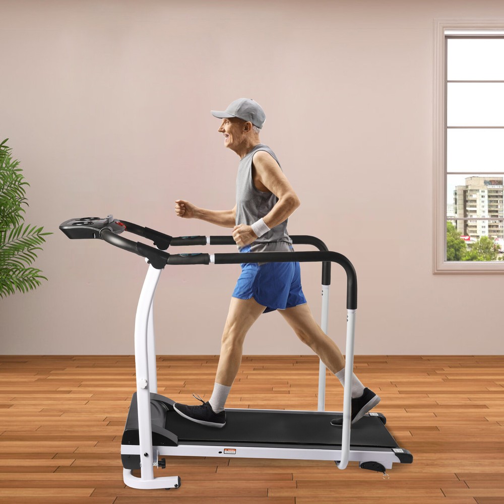 Compact Walking Treadmill with Heart Rate Sensor & Safety Handrails