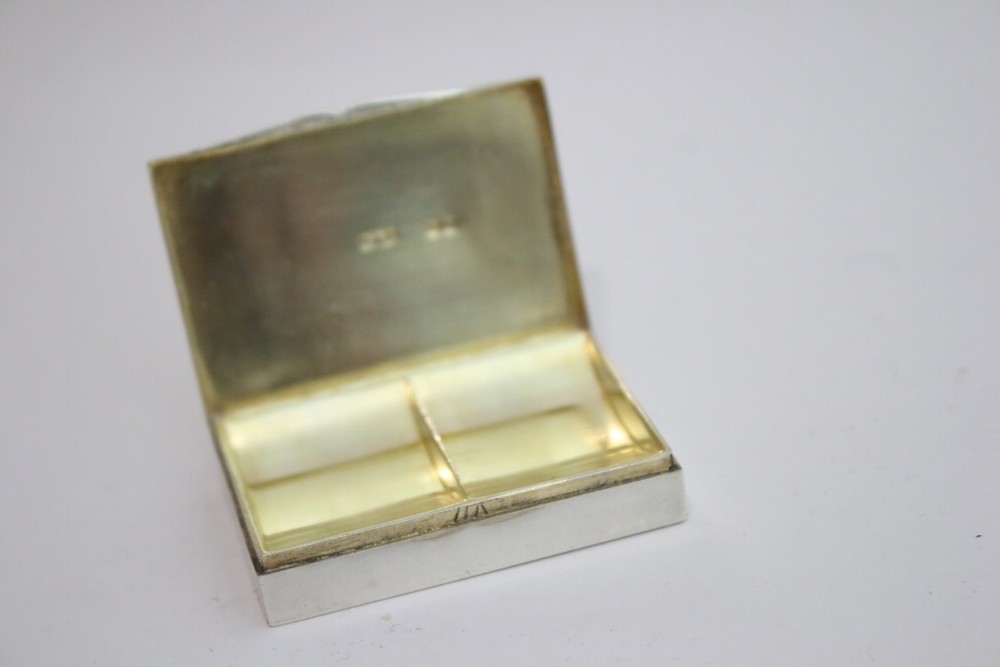 Antique Sterling solid silver double stamp box 43.5g 1900 Cohen & Charles
