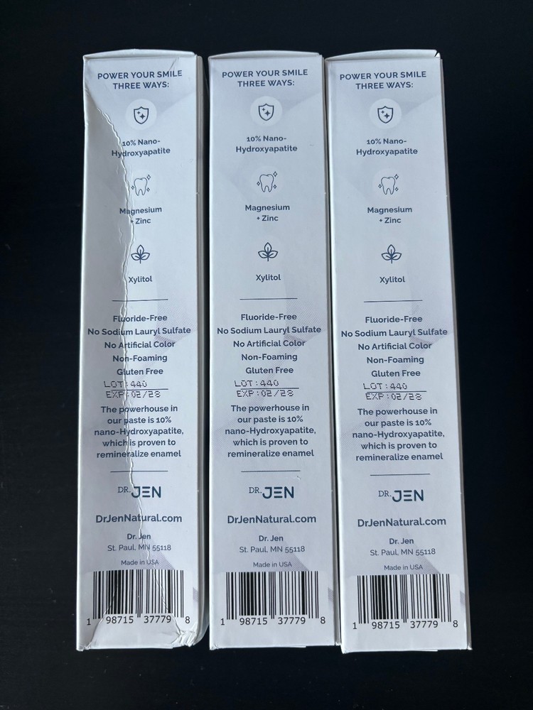 (3) Dr. Jen's Eggshell 10% Premium Nano Hydroxyapatite Toothpaste