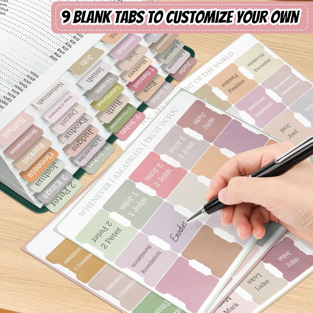 Laminated Bible Tabs,75 Tabs,Laminated Index Tabs for Women and Boho