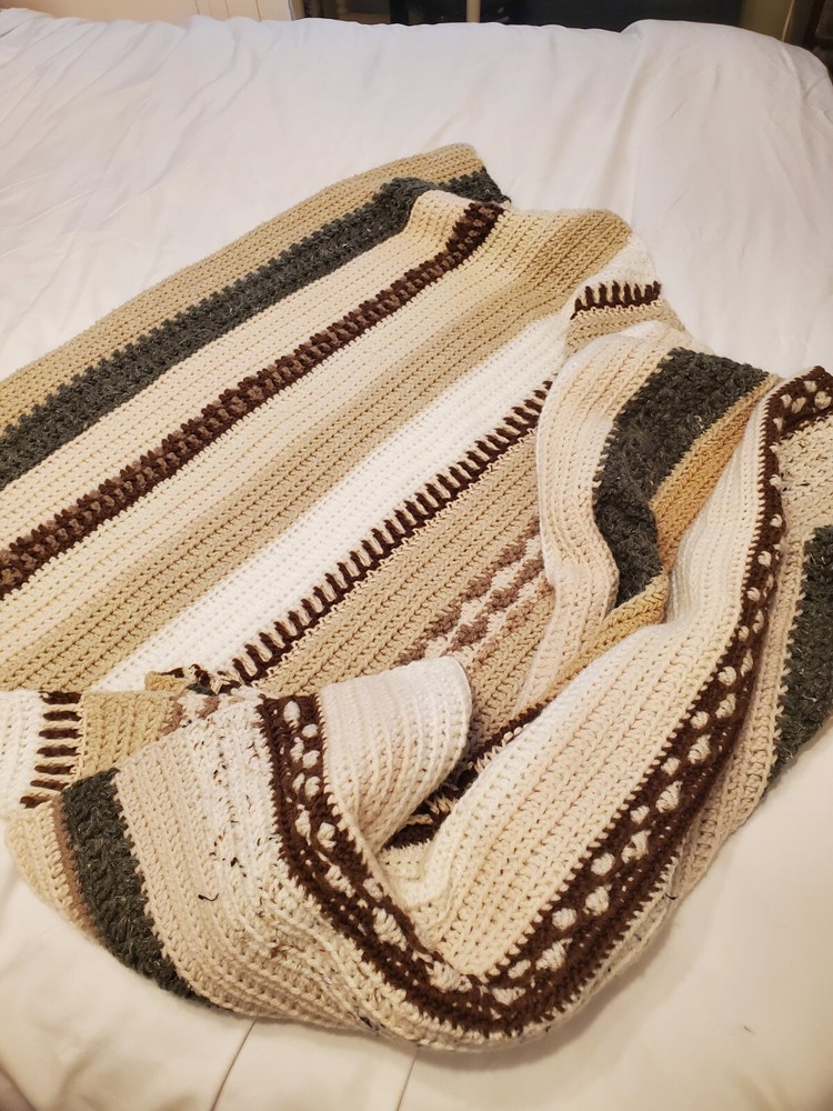 Beautiful Handmade Earth Tone Textured Crochet Throw