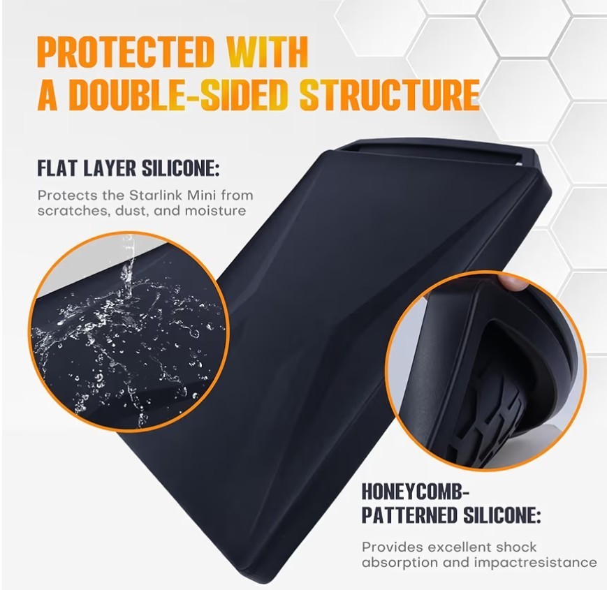Starlink Mini Protective Cover Case Waterproof Silicone Protector(Black)