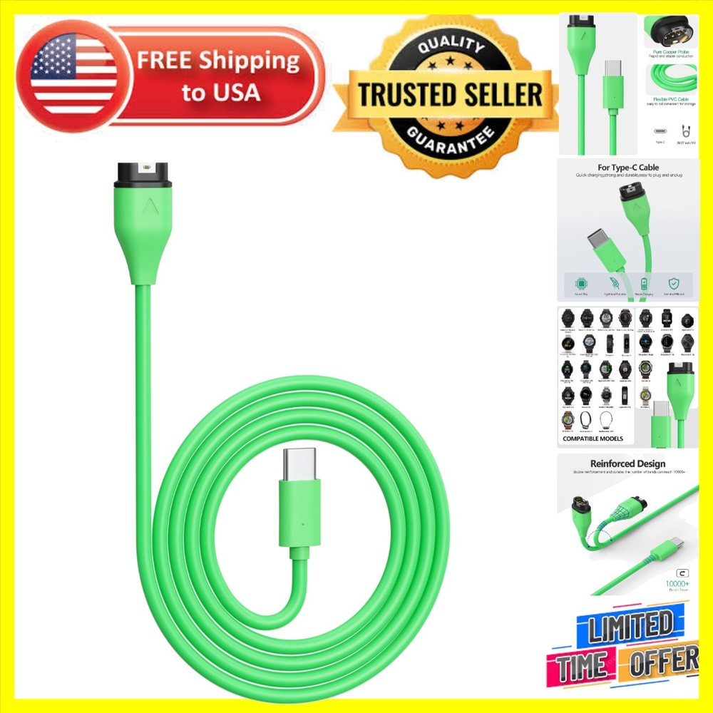 Advanced USB Type-C Charging Cable for Garmin Watches - Quick & Safe Charging