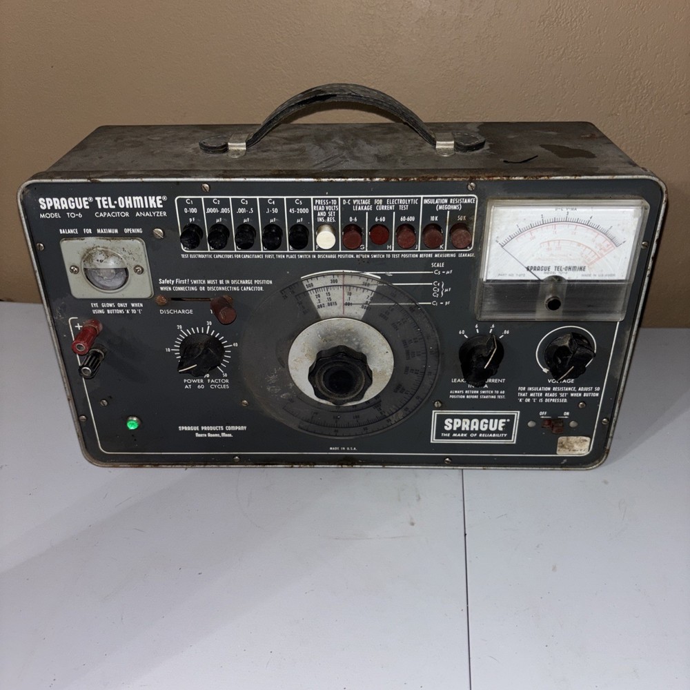 Sprague Tel-ohmike T0-6 Capacitor Analyzer Powers On Not Tested