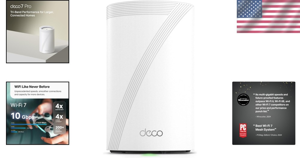 Deco 7 Pro BE63 Tri-Band WiFi 7 Mesh System - 3000 sq.ft Coverage & 10 Gbps