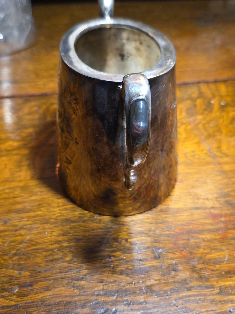 Antique Silverplated Etched Cream And Sugar Bowl Set