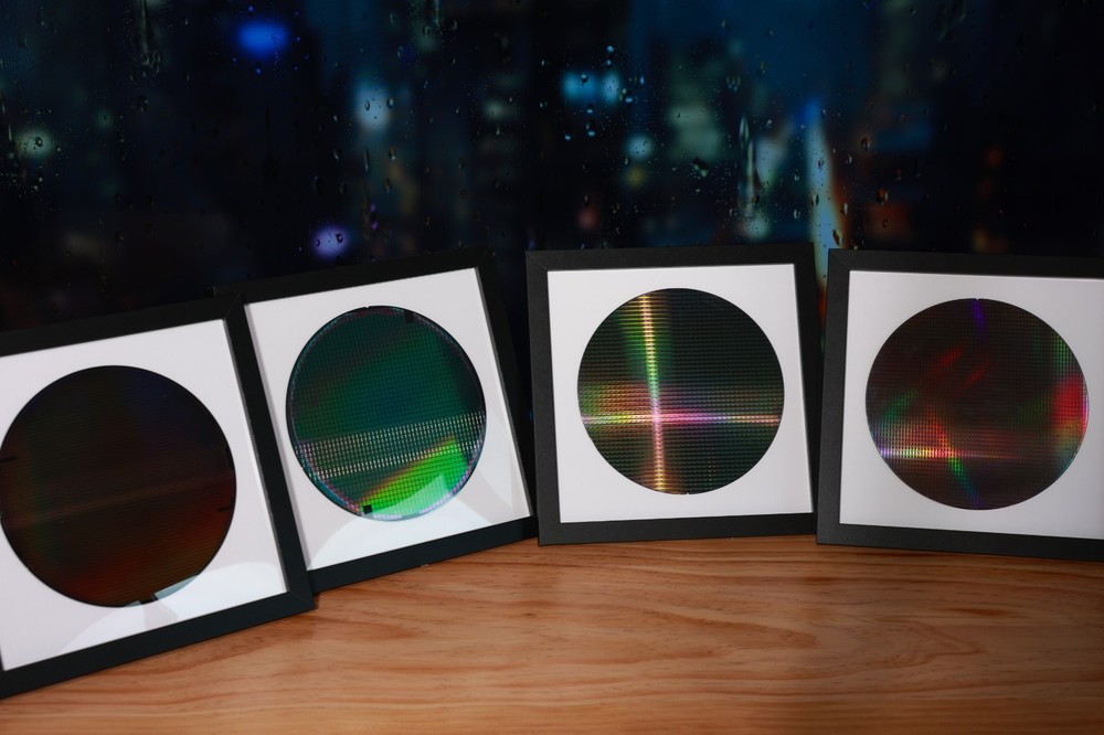 Framed Silicon Wafer Display for Vintage CPU Microchips Tech Wall Art