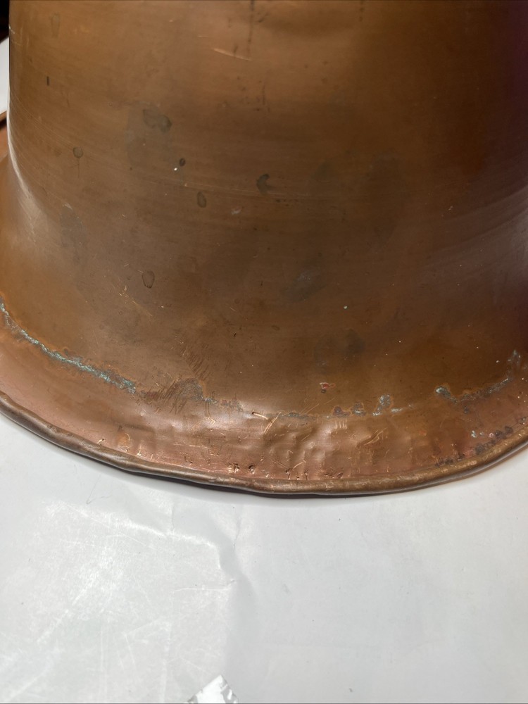 Primitive Copper Mixing Basin Rounded Base Rolled Rim Patina