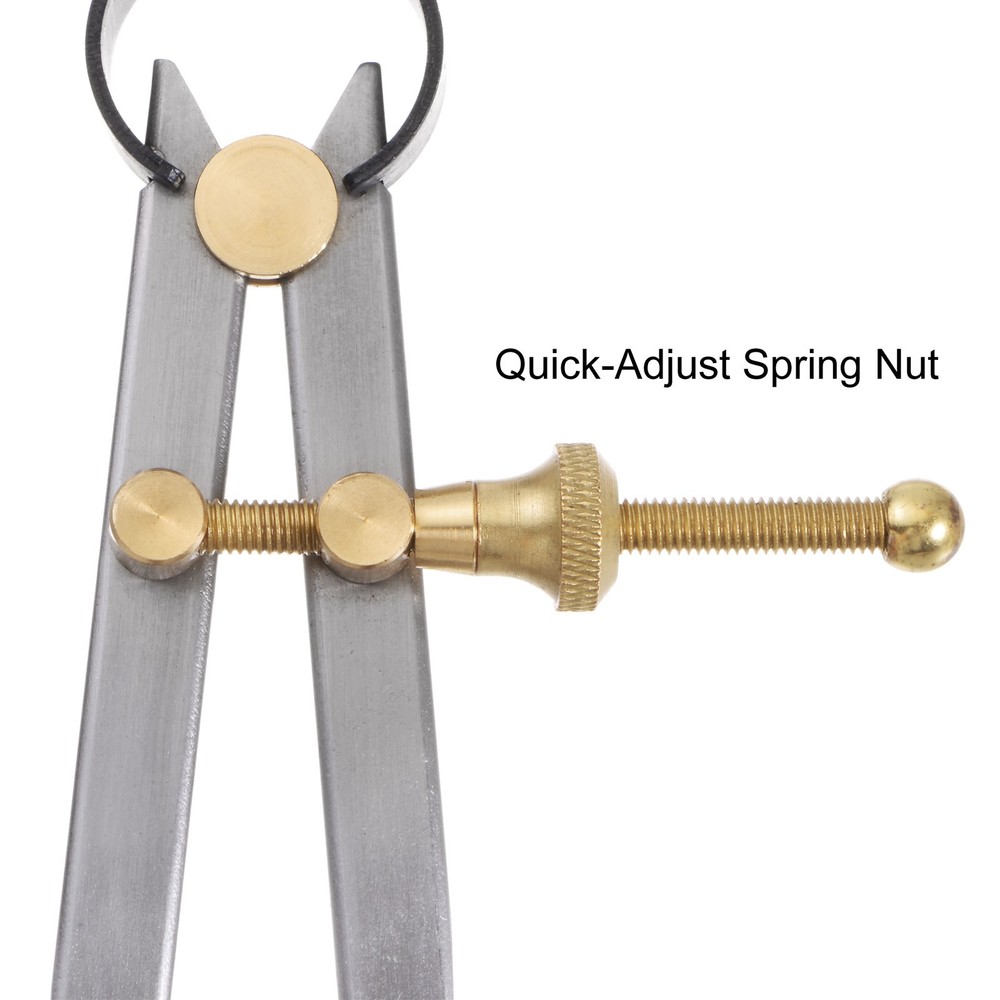 Spring Joint Caliper 4" 100mm Spring Divider with Brass Fulcrum, Flat Leg