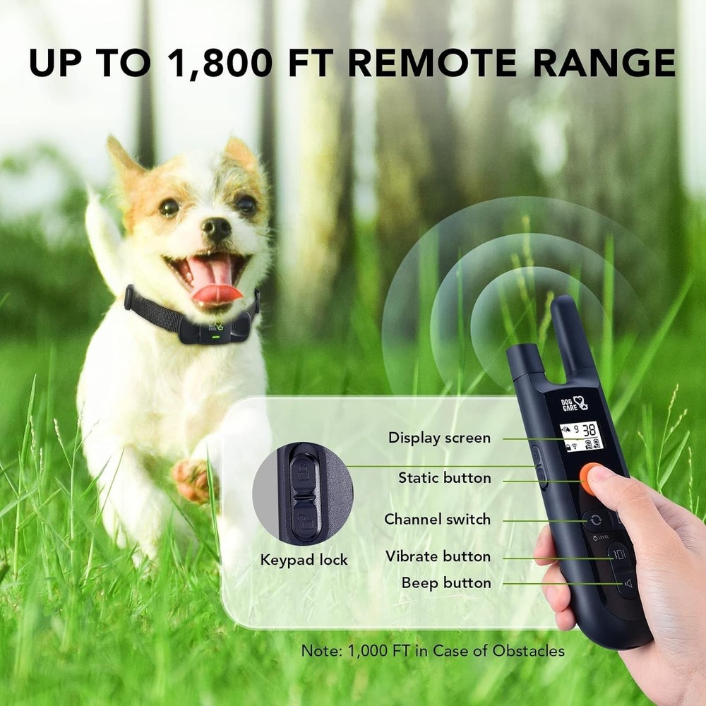 Rechargeable Dog Training Collar with Remote - Beep, Vibration & Shock Modes