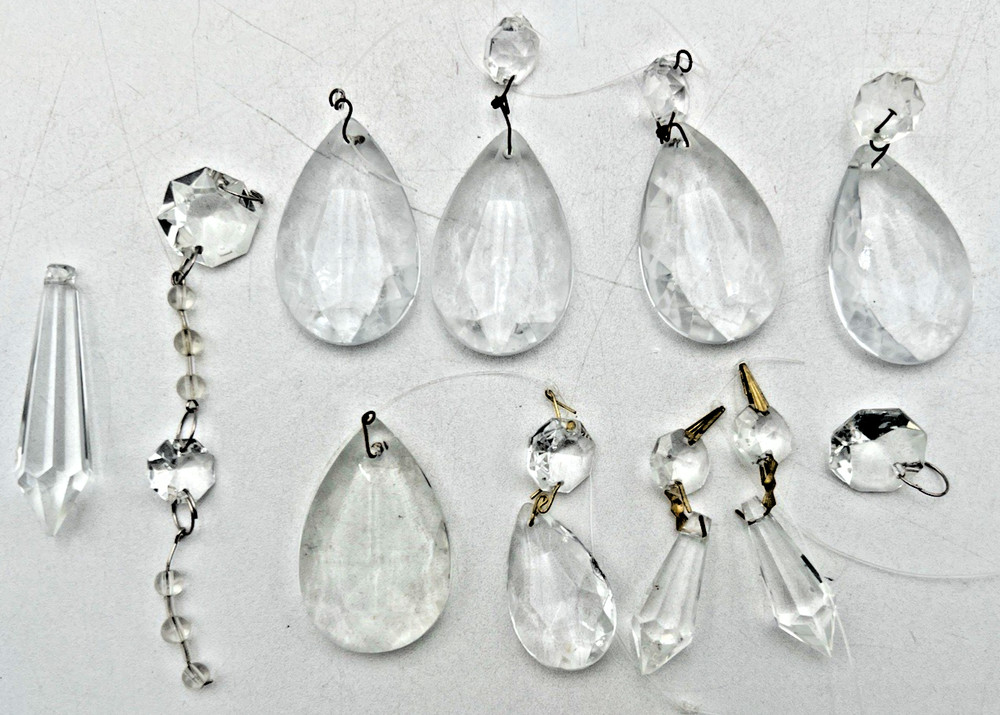 3+ POUNDS CRYSTAL PRISMS HUGE TANGLED LOT DIFFERENT SIZES, SHAPES