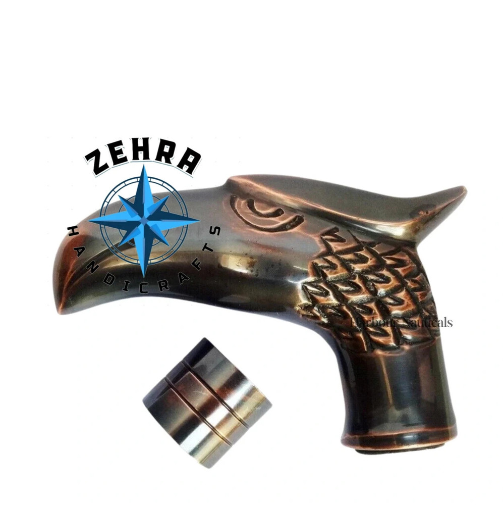 ZEHRA Vintage Nautical Walking Cane Eagle Head Solid Brass Handle Birthday Gift