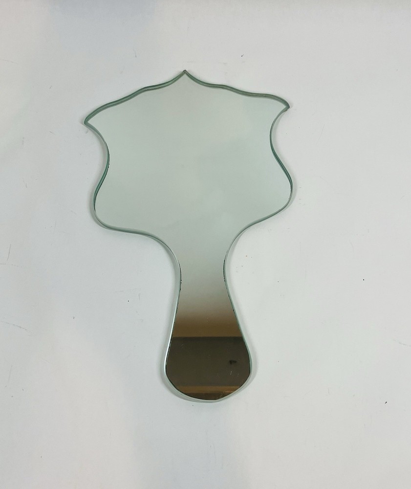 Handmade Glass Hand Mirror Unique Shaped Handle Vanity Accessory Princess