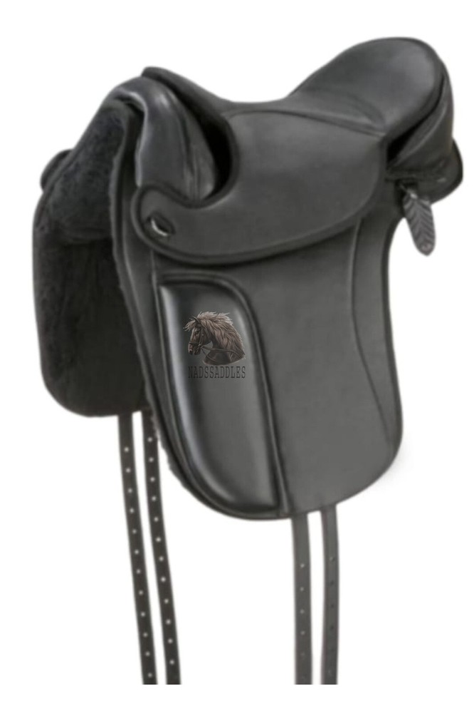 Treeless Synthetic Bareback Black Saddle Size 15-19 inch
