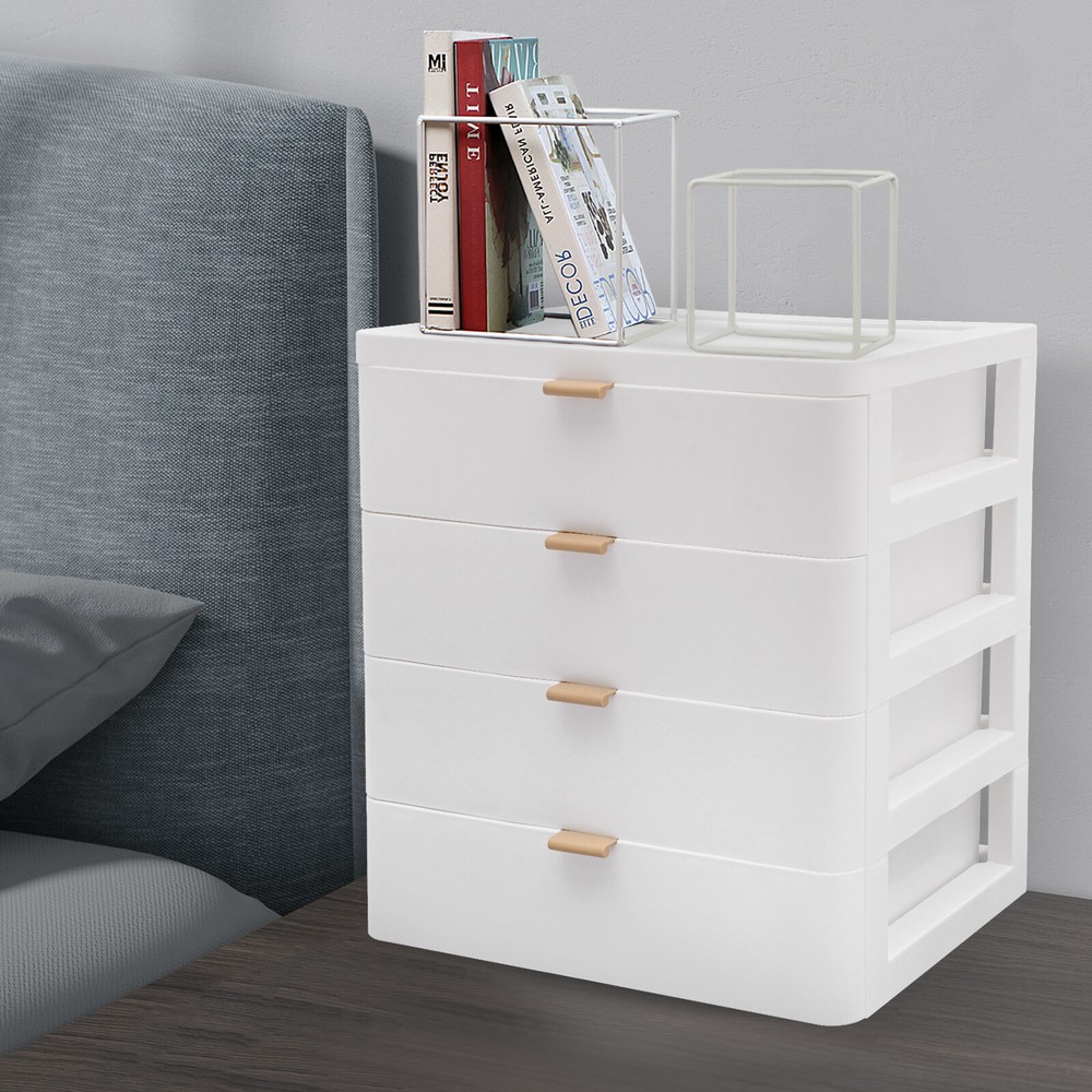 Stylish White Desk Organizer with 4 Drawers for Space-Saving Storage