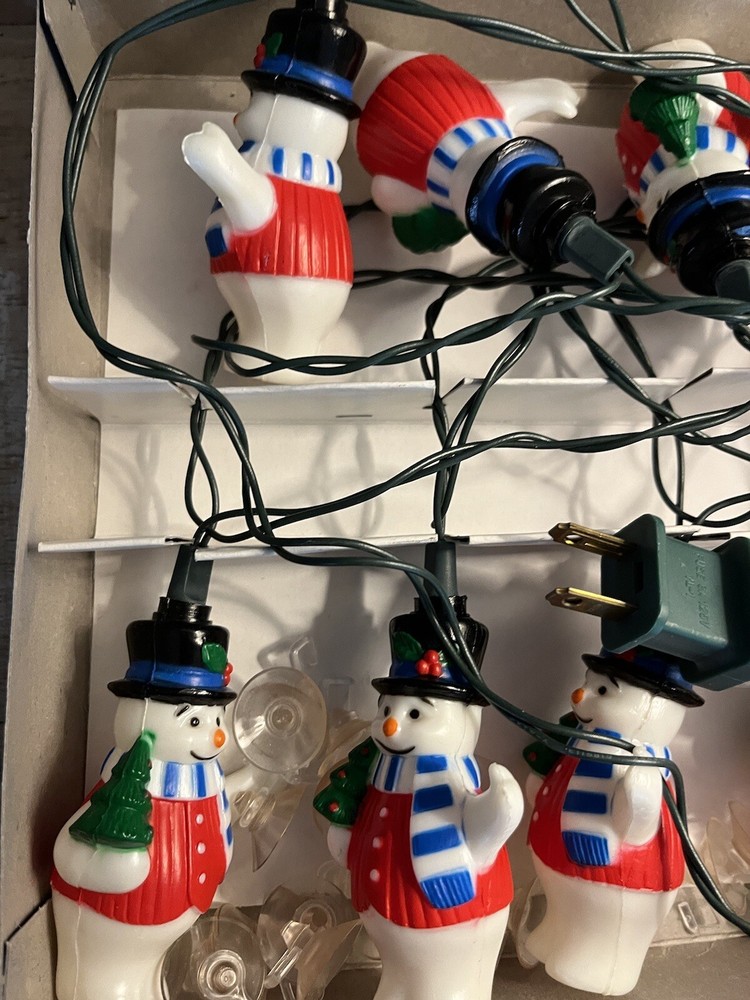 Vintage Snowman Lights 10 String Winter Holiday