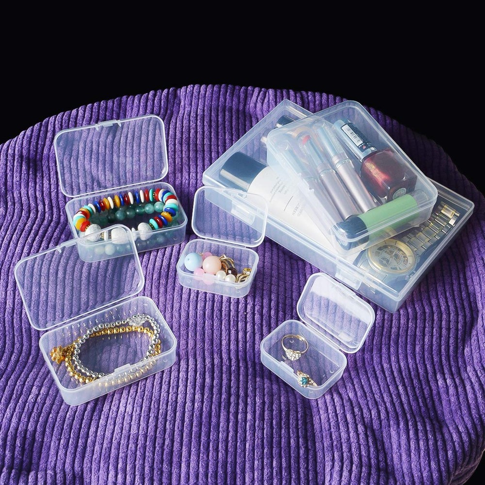 Goodma 24 Pieces Mixed Sizes Rectangular Empty Mini Clear Plastic Organizer S...