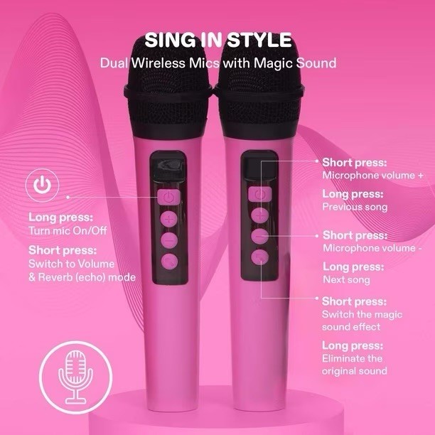 Karaoke Machine Bluetooth speaker with multicolor Led Ring light by Joyc