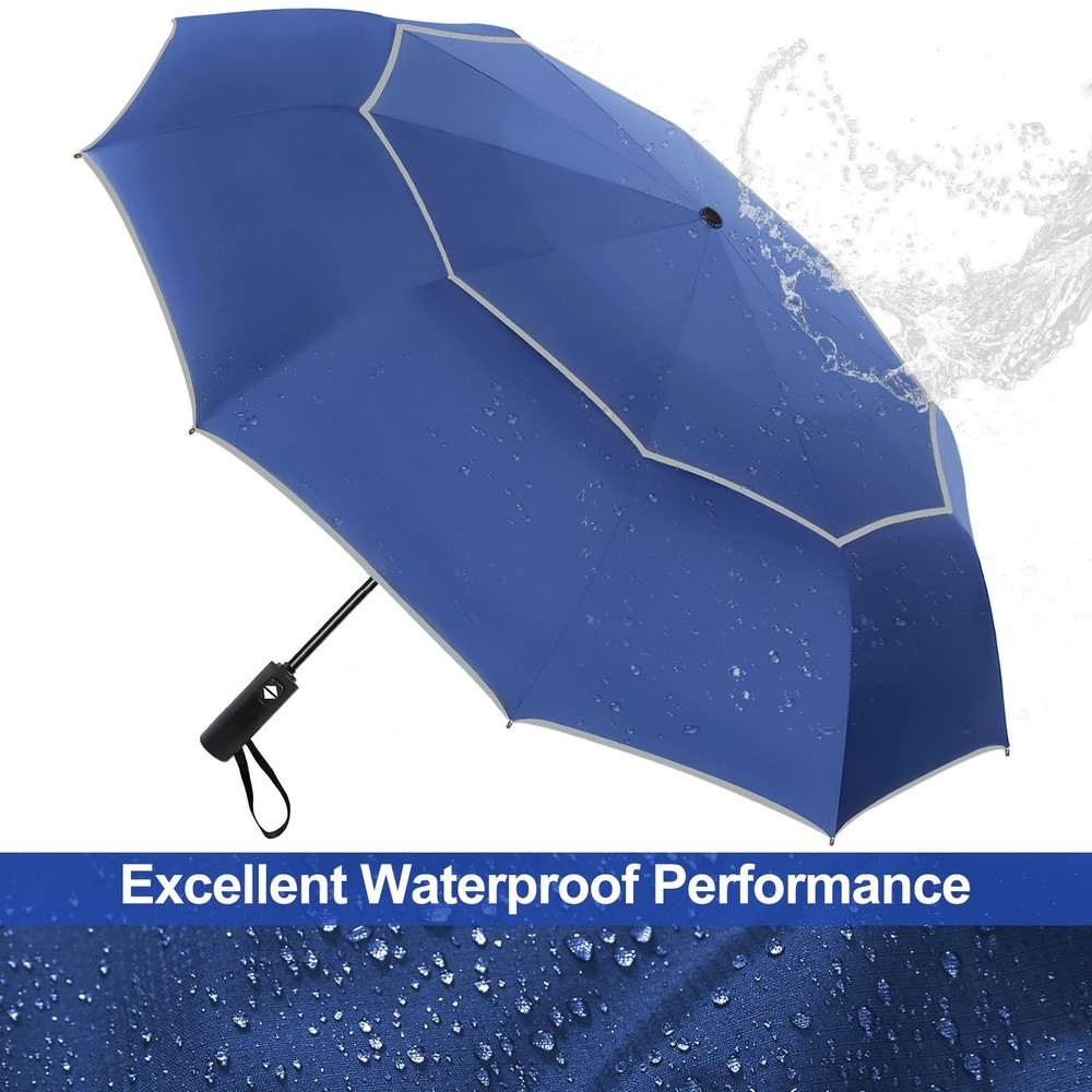 Extra Large Golf Umbrella 62 Inch Windproof 10 Ribs Vented Double Canopy