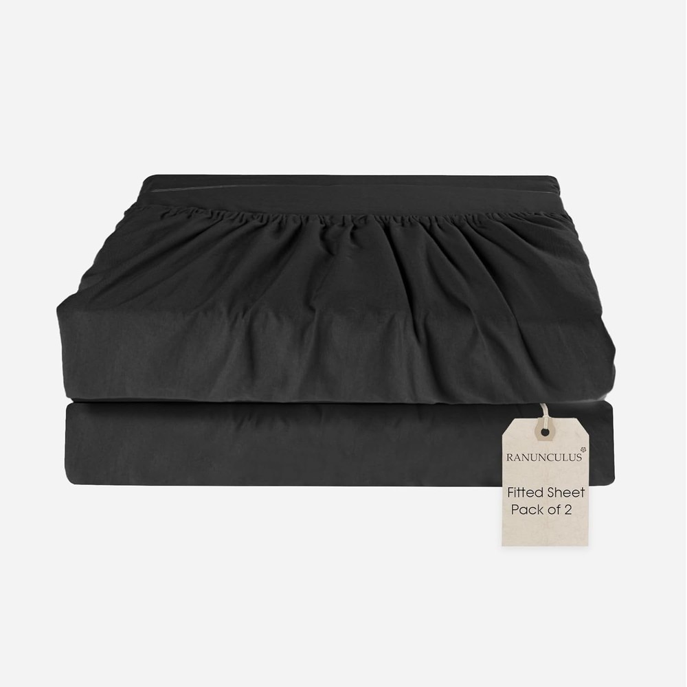 16" Prewashed Deep Pocket Fitted Sheet King Size - Pack of 2 Bed Sheet - Soft...
