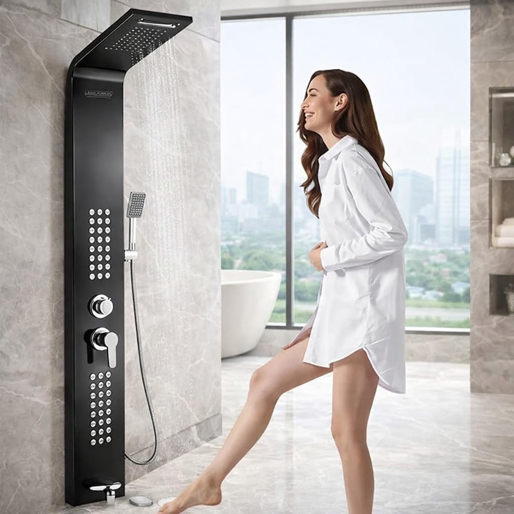 ZeeCry Shower Panel Tower System Rainfall & Waterfall Shower Hand Shower SS304