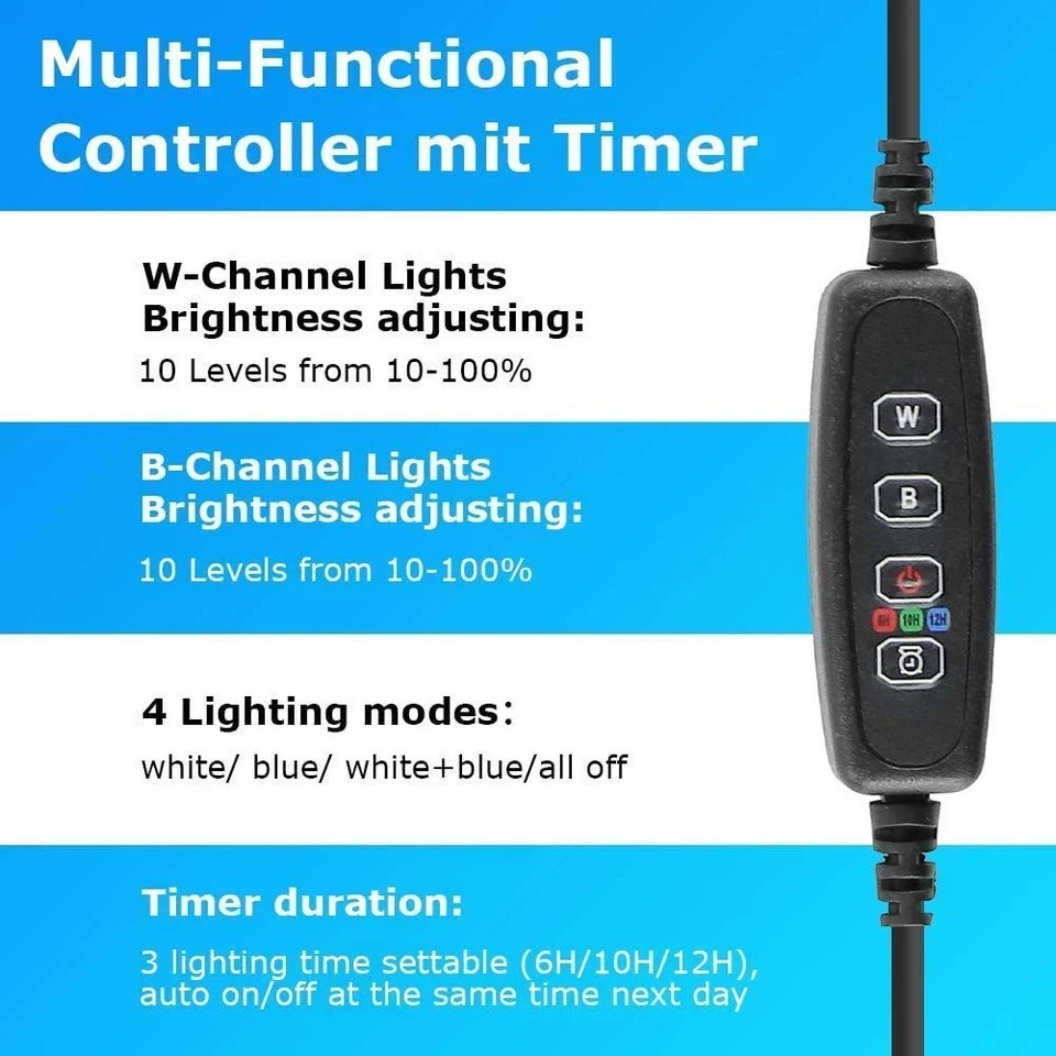 AquariumBasics Aquarium Light for 7.5 inch （Timer & Dimming function), White