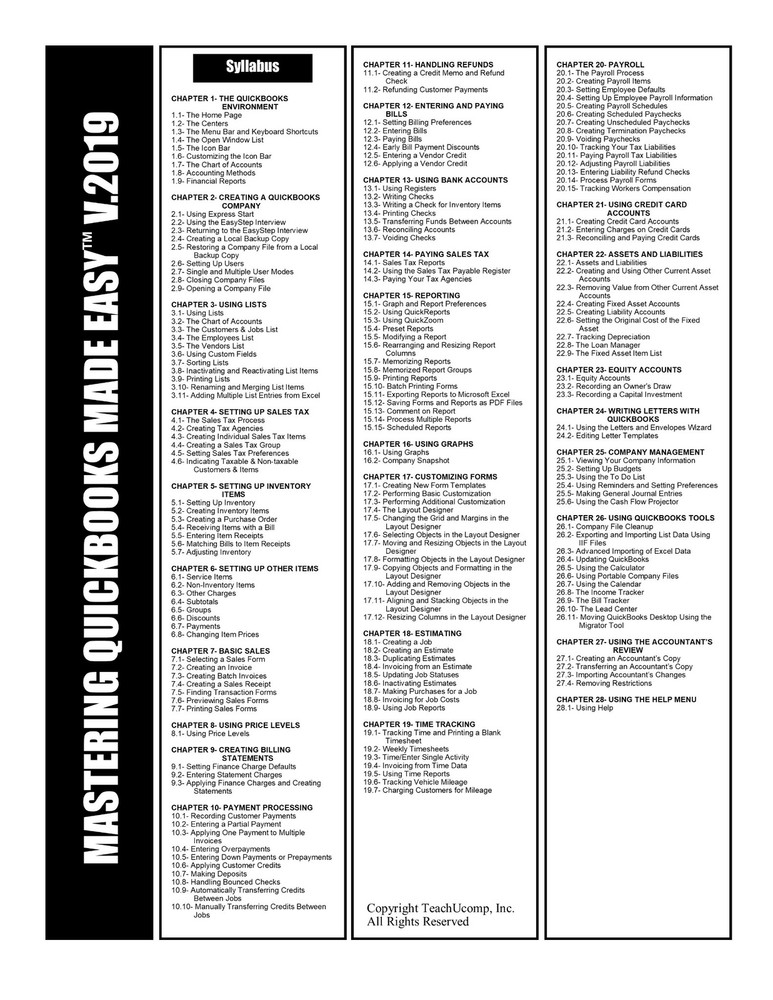 QUICKBOOKS PRO 2019 Training Tutorial DVD & Digital Course 188 Videos 7.5 Hours