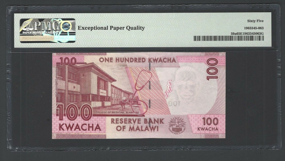 Malawi 100 Kwacha 2012 P59a Uncirculated Graded 65