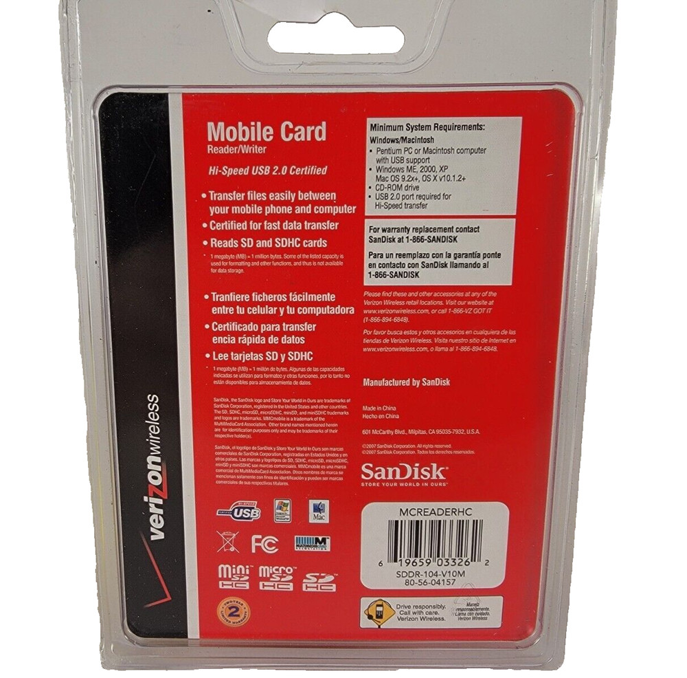 Transfer Files Between Phone & Computer SanDisk sddr-104-v10m Mobile card Reader