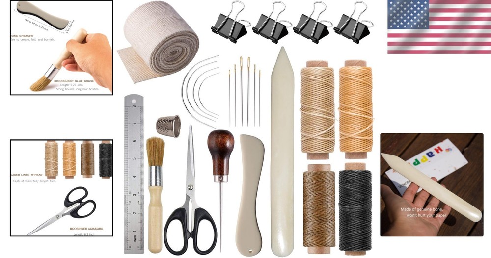 Complete Bookbinding Tools Set with Genuine Bone Folders - For Beginners & Pros