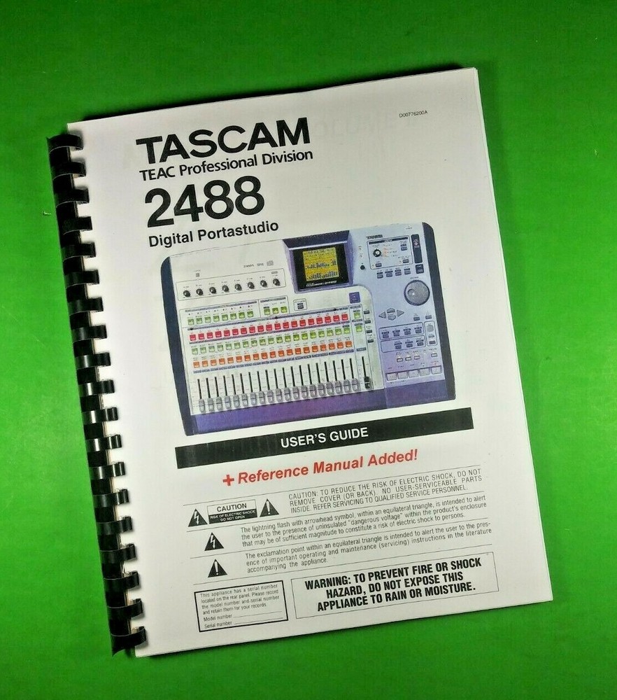 Reference & User Manual forTASCAM 2488  117 Pages W/Clear Covers!