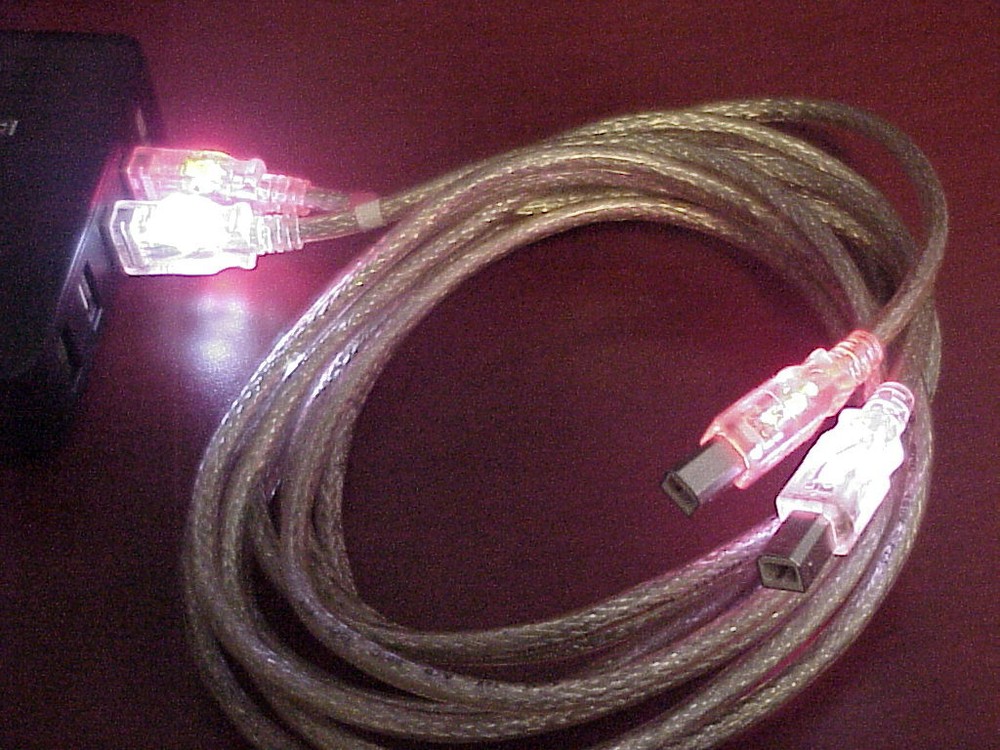 USB 2.0  A type -B type LED Light Printer Cable, Red, White, 6 Ft, 2 Pieces Kit