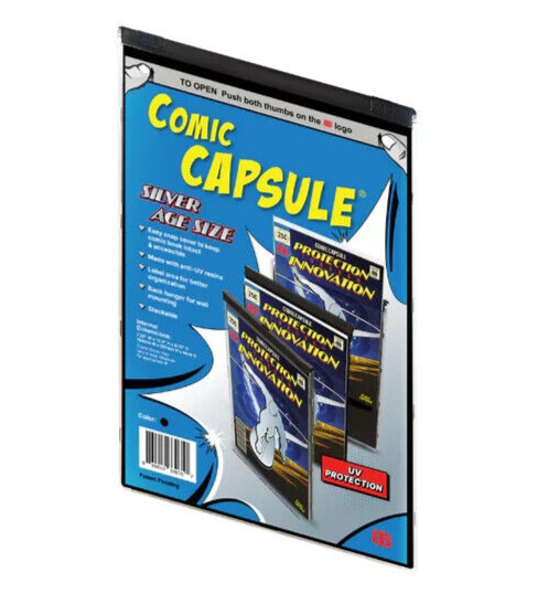 2 Comic Capsule Silver Age Comic Book Plastic Protector Black Back UV Protection