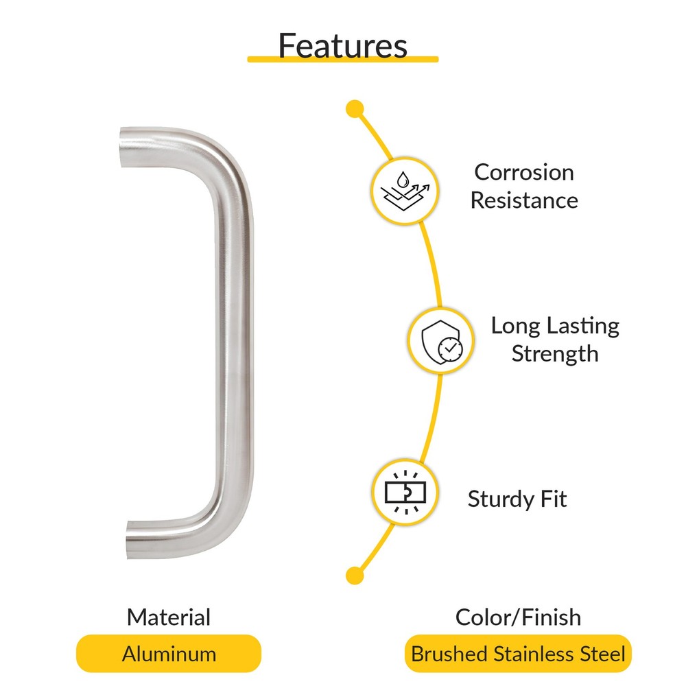 Brixwell Solid Pull Handle 11" Length 10" CTC Brushed Stainless Steel Finish