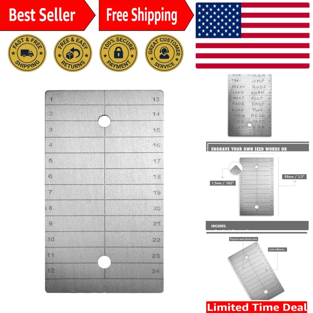 Titanium Crypto Seed Plate - Secure Storage for Bitcoin & Ethereum