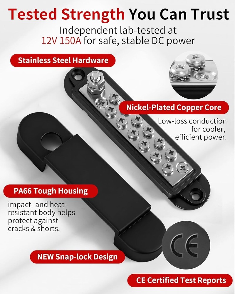 12V 150A Power Distribution Block – Your Essential Bus Bar Solution